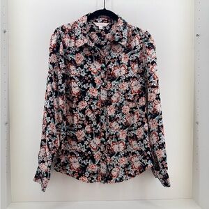 LC Lauren Conrad Floral Blouse - Black and Pink